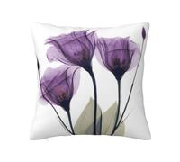 Funda de almohada con cremallera oculta, funda de cojín de poliéster, estampado de flores de esperanza de color morado lavanda