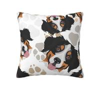 Funda de almohada con cremallera oculta, funda de cojín de poliéster, estampado de patas de perro, funda de almohada decorativa con impresión de doble cara