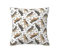 Funda de almohada con cremallera oculta, funda de cojín de poliéster, impresión de doble cara, diseño de perros pastores alemanes y huellas