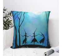 Funda de almohada con diseño de brujas bailando bajo la luna, cómoda, cojín decorativo para el hogar, dormitorio, sala de estar