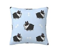 Funda de almohada con diseño de perro Boston Terrier, funda de almohada con cremallera oculta, funda de cojín de poliéster, funda de almohada decorativa con impresión de doble cara