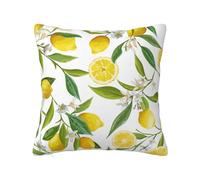 Funda de almohada con diseño de ramas exóticas de limonero delicioso, con cremallera oculta, funda de cojín de poliéster, funda de almohada decorativa con impresión de doble cara