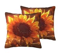 Funda de almohada con estampado de crisantemo dorado de imitación de lino, funda de almohada de tela de mezcla de poliéster con cremallera invisible para sofá, cama, decoración de oficina en casa, 22