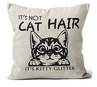 Funda de almohada con purpurina de It's Not Cat Hair It's Kitty para decoración de habitación de los niños, regalos para amantes de gatos, regalo para dama de gato, tía amorosa de gato, 45,7 x 45,7
