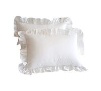 Funda De Almohada con Volantes Funda De Cojín Estilo Princesa Vintage De Algodón Funda De Cojín Decorativa con Volantes -48x74cm Blanco