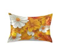 Funda de almohada coreana de margaritas blancas y naranjas, funda de almohada larga de terciopelo para cabello y piel, tamaño King con cierre de sobre, para sofá, 50.8 x 101.6 cm