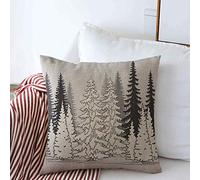 Funda De Almohada Cuadrada Botánica Árboles Coníferos Aislados Siluetas De Pino Parques Invernales Rama Cedro Fundas Cojine con Cremallera Oculta Almohada Caso, para Jardín, Cama, 45x45cm
