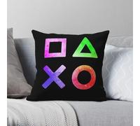 Funda de almohada cuadrada con botones de mando de videojuegos, de poliéster, lino, terciopelo, con cremallera, decorativa, funda de cojín para asiento