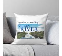 Funda de almohada cuadrada con texto en inglés "I'D Rather Be Watching Virgin River" de poliéster, lino, terciopelo, decoración creativa, funda de cojín para sofá