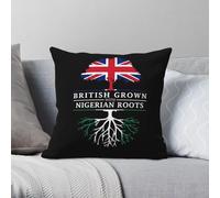 Funda de almohada cuadrada de poliéster y lino con patrón de terciopelo con raíces nigerianas con cremallera para decoración de habitación