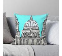 Funda de almohada cuadrada de poliéster y lino y terciopelo, con cremallera, decorativa, diseño de la catedral de San Pablo