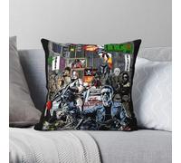 Funda de almohada cuadrada de poliéster y lino y terciopelo, diseño de películas clásicas de los años 80