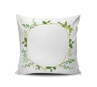Funda De Almohada Cuadrada Flower Verde Botánica Europea Fundas De Cojín con Cremallera Oculta Funda De Almohada para Coche, para Oficina, Dormitorio, Sala De Estar, 45x45cm