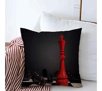 Funda De Almohada Cuadrada Liderazgo White Rey Rojo Peones Negros Finanzas Ajedrez Poder Éxito Líder De Equipo Planificación 3D Líder De Piezas Fundas Cojine Decoración Almohada Caso, 45x45cm