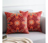 Funda de Almohada Cuadrada Lino para Sofá 40x40cm Estampado de Alfombra turca Oriental Antigua Otoño Invierno Retro Mandala Decorativos para Camper Sofa Hogar Silla Sala de Estar Cama Juego de 2