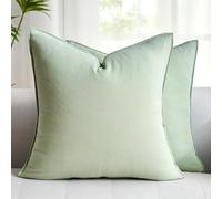 Funda de Almohada Cuadrada Verde Salvia 40 x 40 cm Lujoso Primavera Verano Decorativa Fundas Cojines para Sofá Silla Cama Dormitorio Sala de Estar Oficina Patio Coche con Cremallera Oculta Juego de 2