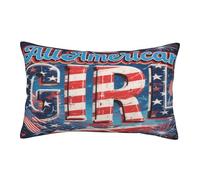 Funda de almohada de 20 x 30 pulgadas, funda de almohada suave con cremallera, fundas de almohada de satén, fundas de cojín rectangulares para sofá y cama (All American Girl 4 de julio)