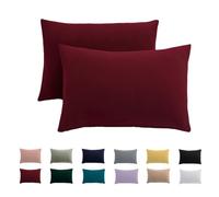 Funda de almohada de 70 x 90 cm, juego de 2 unidades, funda de almohada de 70 x 90 cm, color rojo, 100 % microfibra, no necesita planchado ni arrugas, con cremallera