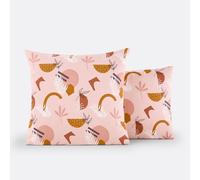 Funda de almohada de algodón, Aurès. Talla 63 x 63 cm. Color estampado fondo nude