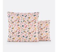 Funda de almohada de algodón lavado, Callas. Talla 63 x 63 cm. Color estampado fondo rosa