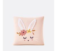 Funda de almohada de algodón orgánico, Lapin fleuri. Talla 50 x 70 cm. Color Estampado Rosa