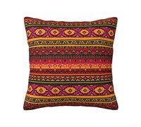 Funda de Almohada de Estilo Bohemio de Arte Popular Mexicano, Funda de cojín Cuadrada de 18 x 18 Pulgadas para sofá, Dormitorio, Sala de Estar