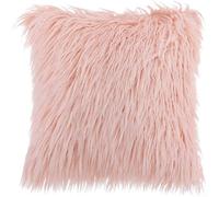 Funda de almohada de felpa con tela suave y diseño cuadrado acolchado, cremallera lavable e invisible para decoración interior del hogar y espacios de vida (rosa)