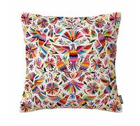 Funda de almohada de lino y algodón con diseño mexicano de palomas coloridas, 45,7 x 45,7 cm