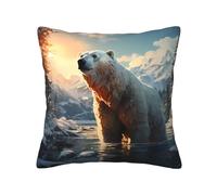 Funda de almohada de oso polar en invierno para las cuatro estaciones, 45,7 x 45,7 cm, suave, agradable al tacto y cómoda, con cremallera, adecuada para sofá, coche y dormitorio