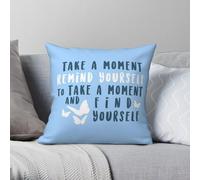 Funda de almohada de poliéster y lino y terciopelo, con cremallera, para sofá, sillón, con texto en inglés "Take A Moment To Find Yourself"