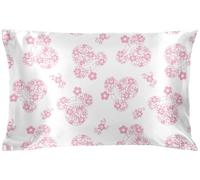 Funda de almohada de satén de Minnie Mouse de Disney, tamaño estándar, 50 x 75 cm, suave y sedosa, diseño floral rosa