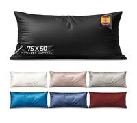 Funda de Almohada de Seda 75 cm - MELOPIDO - Funda Almohada Seda 6A 22 Momme Negra, Silk Pillowcase para Cabello y Piel, Antiarrugas, Fresca y Transpirable - 75x50 cm