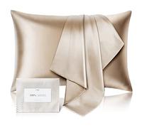 Funda de Almohada de Seda de Morera 100% Pura para Cabello y Piel, Doble Cara Resistente a alérgenos, 600 Hilos, con Cremallera Oculta, 1 Unidad, tamaño estándar, Color Gris Pardo