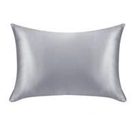 Funda de Almohada de Seda Funda de Almohada con Cremallera, 1 par, 2 Lados, Funda Seda for una Sola Saludable para Mujeres y Hombres(Silver Gray,40x60 cm)