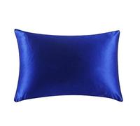 Funda de Almohada de Seda Funda de Almohada con Cremallera, 1 par, 2 Lados, Funda Seda for una Sola Saludable para Mujeres y Hombres(Royal Blue,51x91 cm)