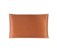 Funda de Almohada de Seda Funda de Almohada con Cremallera, 1 par, 2 Lados, Funda Seda for una Sola Saludable para Mujeres y Hombres(Orange,50x70 cm)