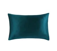 Funda de Almohada de Seda Funda de Almohada con Cremallera, 1 par, 2 Lados, Funda Seda for una Sola Saludable para Mujeres y Hombres(Peacock Blue,51x76 cm)