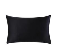 Funda de Almohada de Seda Funda de Almohada Seda con Cremallera, 1 Pieza, Funda Multicolor for una Calidad Saludable, tamaño Queen y King para Mujeres y Hombres(Black,51x91 cm)