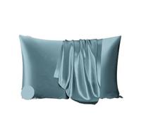 Funda De Almohada De Seda Funda de Almohada Seda Morera for Cabello y Piel - Seda Pura Doble Cara, diseño Cremallera Invisible, 1 Pieza(Blue Gray,51x66cm)