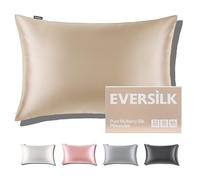 Funda de Almohada de Seda Natural de Morera: Cuidado del Cabello y la Piel - 100% Seda 22 Momme en Ambos Lados - Hipoalergénica con Cremallera Oculta - Certificado Öko-Tex® 1 Pieza Champán 40 x 80 cm