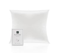 Funda de Almohada de Seda Natural, hipoalergénica, 22 mamás, 100% Seda, 600 Hilos, con Cremallera Oculta, Certificado Oeko-Tex (40X40CM, White)
