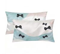 Funda de Almohada de Seda pack 2, Funda Almohada 50x70 cm, Silk Pillowcase Blanco Patrón, con Cremallera Oculto, Transpirable, Protección para Piel y Cabello Rizado para Regalo Mujer (Abstracto) -8151