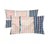 Funda de Almohada de Seda Pack 2, Funda Almohada 50x70 cm, Silk Pillowcase Rosa Patrón, con Cremallera Oculto, Transpirable, Protección para Piel y Cabello Rizado para Regalo Mujer (Geometría) -8175