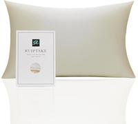 Funda de almohada de seda para almohada 100% seda 22 mommes certificada Oeko-TEX® beneficios cabello y piel anti edad, antiácaros (beige, 50x70cm)