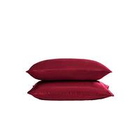 Funda de almohada de seda satinada, suave, 100% seda de morera pura, para cabello y piel, con cierre de sobre, color burdeos, estándar (50 x 75 cm), paquete de 2 unidades
