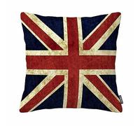 Funda de almohada decorativa vintage con cremallera de la bandera del Reino Unido de Gran Bretaña, 45,7 x 45,7 cm (dos lados)