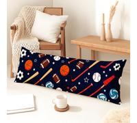Funda de almohada deportiva con diseño de bolas y murciélagos coloridos, funda lumbar de terciopelo suave con cremallera, divertida almohada decorativa larga para sofá y cabecera, 20 x 54 pulgadas