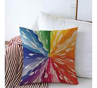 Funda De Almohada Diseño De Patrón Abstracto De Haz De Rayos De Sol De Verano con Franja De Arcoíris Gráfica, Estilo Pintado Digital Cojin Fundas Suave Throw Pillow Case 45X45 CM