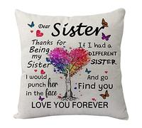Funda de almohada divertida con texto en inglés "Thank You for Being My Sisters" (Gracias por ser mi hermana)