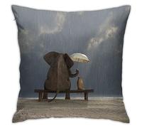 Funda De Almohada Elephant Holds Umbrella For Dog On Rainy Day Funny Design Almohada Caso Premium Funda Almohadas Modern Cojin Fundas para Home Cama Dormitorio 45X45 CM